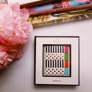 Kate Spade Polka Dot/Stripe Eraser Set NEW IN BOX
